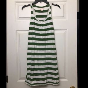 Green & White Striped Cotton Dress